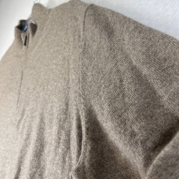 BLACK BROWN Men XL Tan 2 Ply Cashmere Soft Cozy Quarter Zip Up Sweater Mock Neck - Picture 2 of 10